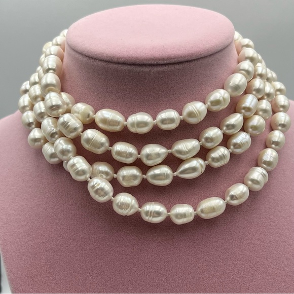 Freshwater handknotted threaded long strand Pearl necklace - Picture 4 of 7